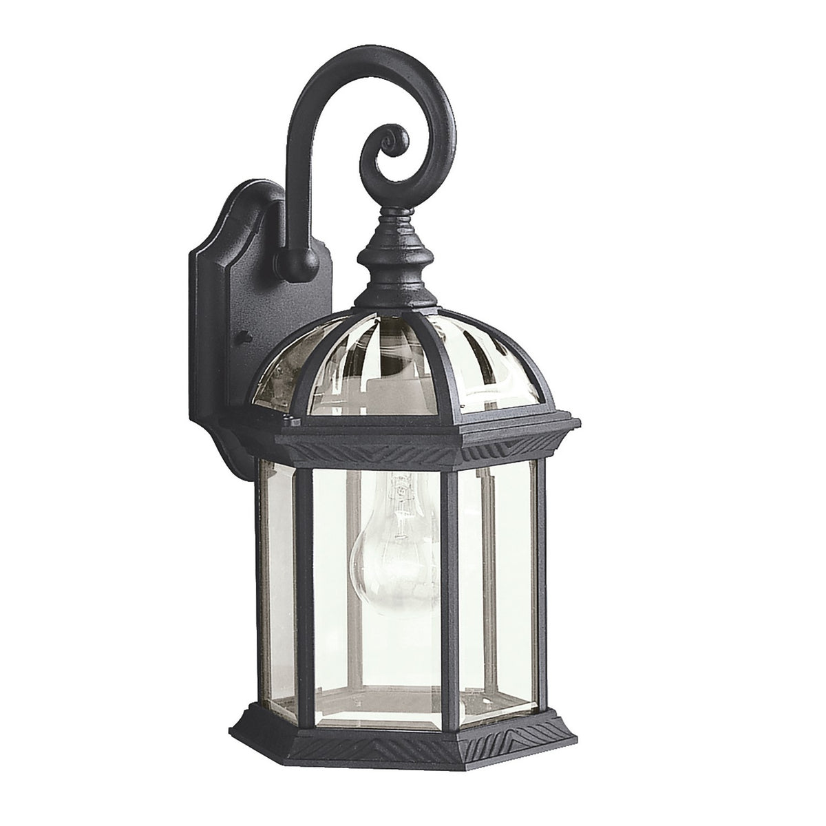 KICHLER 9735BK Barrie 15.5" 1 Light Outdoor Wall Light With Clear Beveled Glass In Black