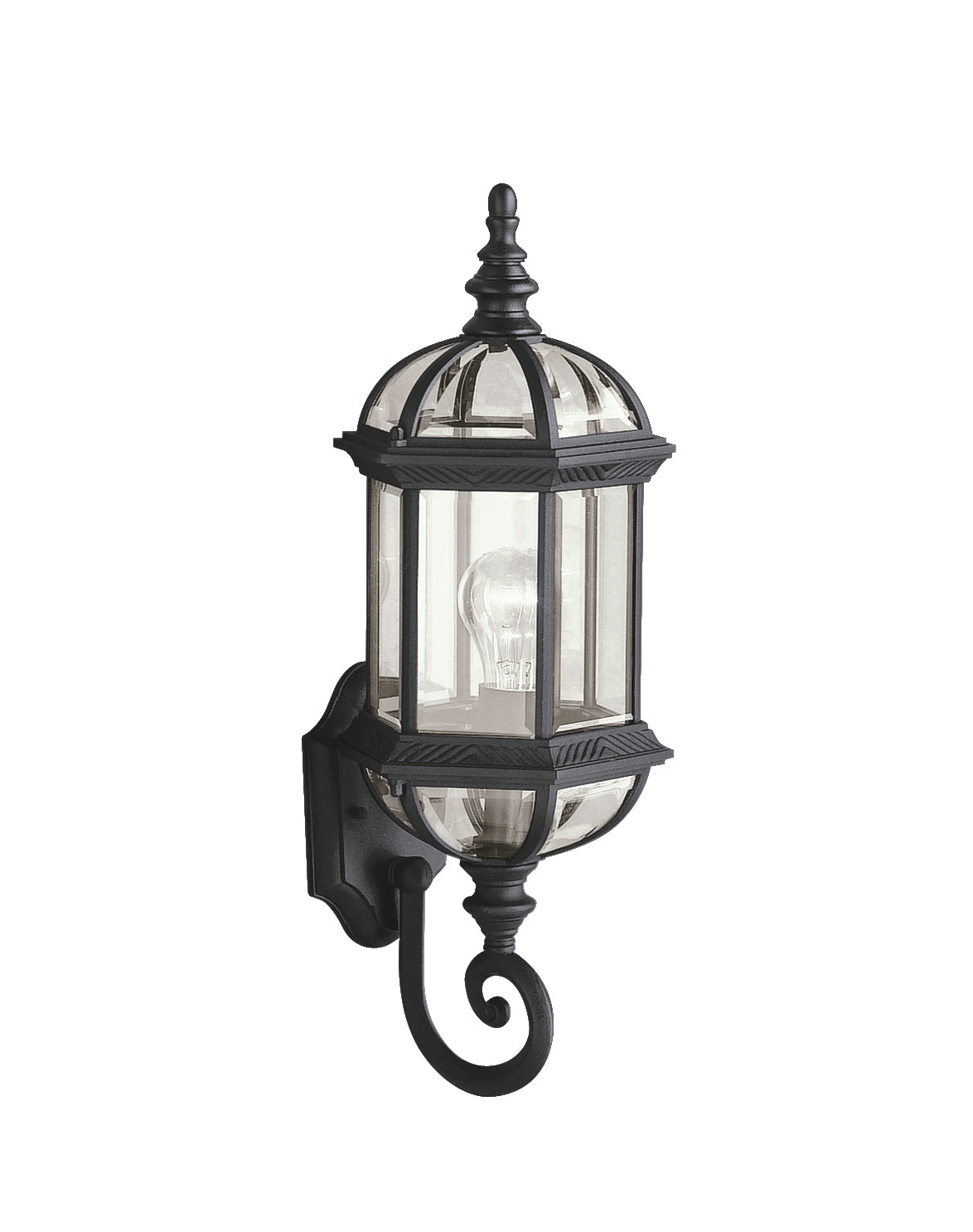 KICHLER 9736BK Barrie 21.75" 1 Light Outdoor Wall Light With Clear Beveled Glass In Black