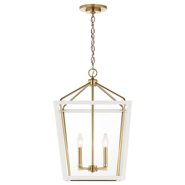 KICHLER 52619CPZWH Delvin 24 Inch 4 Light Pendant With Clear Glass In Champagne Bronze And White