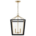 KICHLER 52620CPZBK Delvin 31.75 Inch 4 Light Foyer Pendant With Clear Glass In Champagne Bronze And Black
