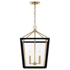 KICHLER 52620CPZBK Delvin 31.75 Inch 4 Light Foyer Pendant With Clear Glass In Champagne Bronze And Black