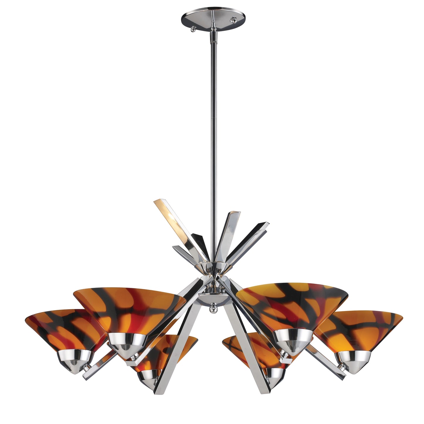 ELK SHOWROOM 1475/6JAS Refraction 26'' Wide 6-Light Chandelier - Polished Chrome with Jasper Glass