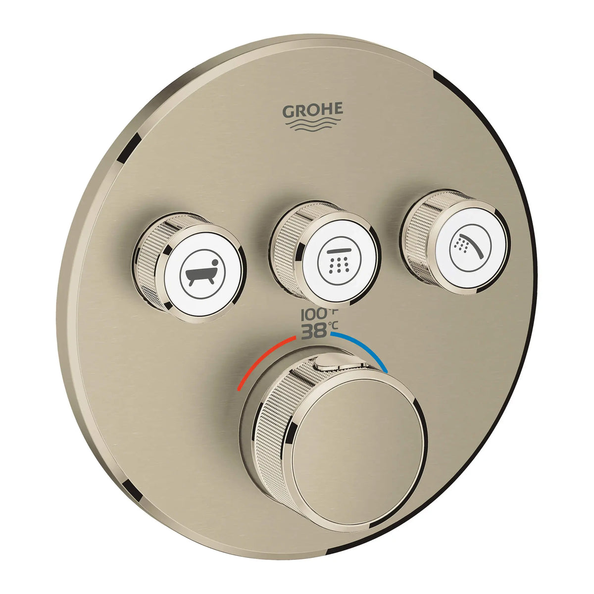 GROHE 29138EN0 Grohtherm Triple Function Thermostatic Valve Trim - Brushed Nickel