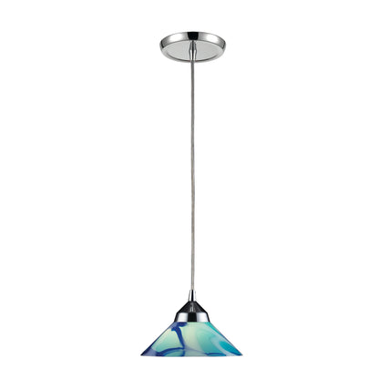 ELK SHOWROOM 1477/1CAR Refraction 7'' Wide 1-Light Pendant - Polished Chrome with Caribbean Glass