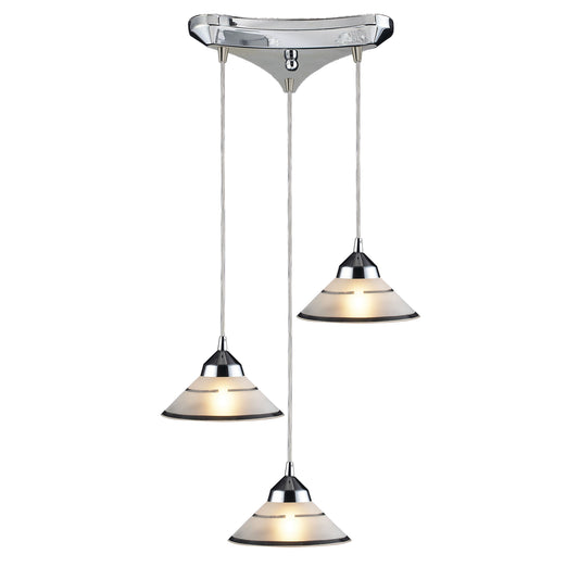 ELK SHOWROOM 1477/3 Refraction 10'' Wide 3-Light Pendant - Polished Chrome with White Glass