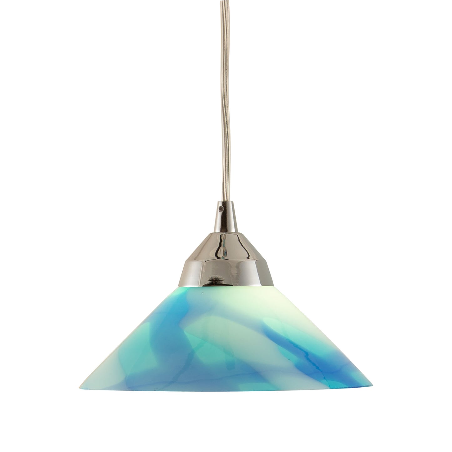 ELK SHOWROOM 1477/1CAR Refraction 7'' Wide 1-Light Pendant - Polished Chrome with Caribbean Glass