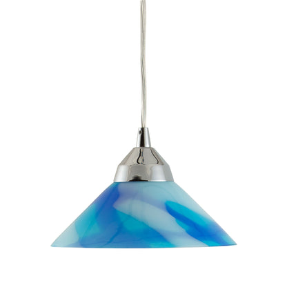 ELK SHOWROOM 1477/1CAR Refraction 7'' Wide 1-Light Pendant - Polished Chrome with Caribbean Glass