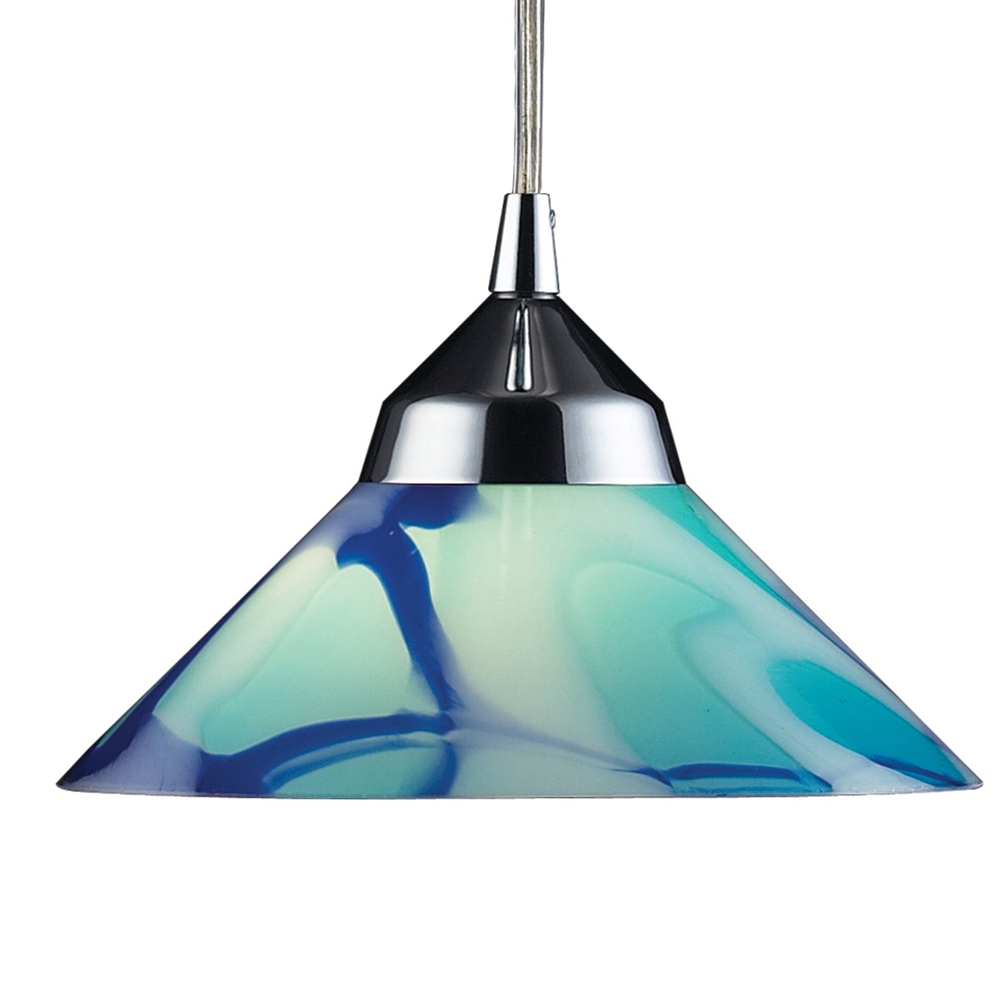 ELK SHOWROOM 1477/1CAR Refraction 7'' Wide 1-Light Pendant - Polished Chrome with Caribbean Glass