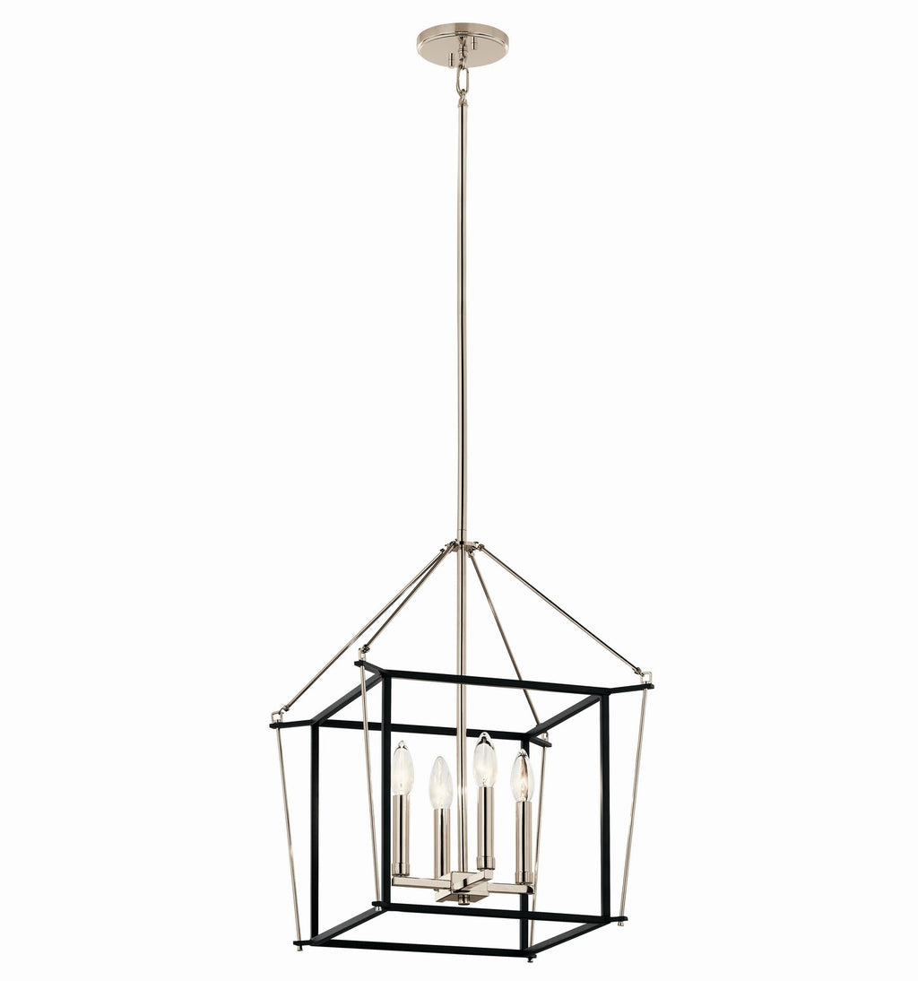 KICHLER 52626PN Eisley 21.25 Inch 4 Light Foyer Pendant In Polished Nickel And Black
