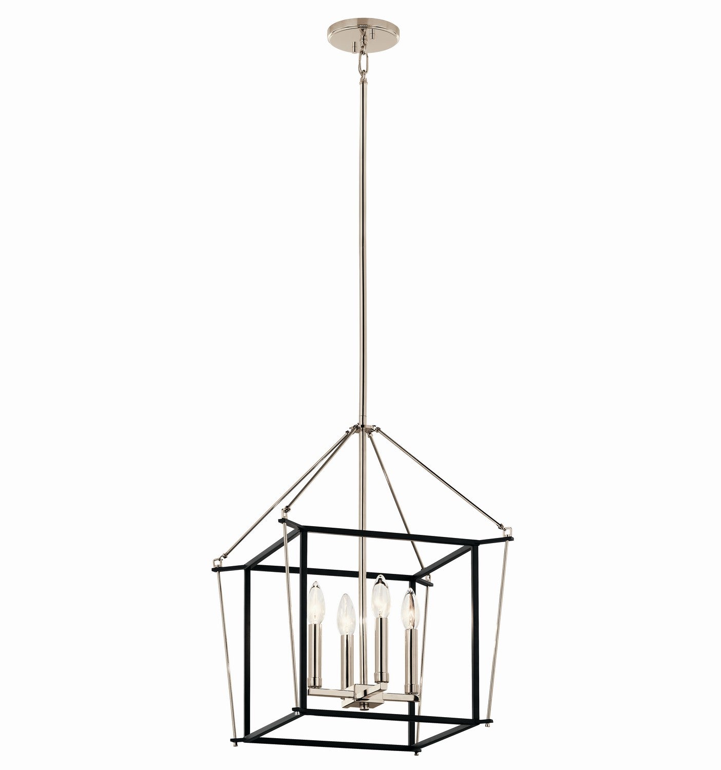 KICHLER 52626PN Eisley 21.25 Inch 4 Light Foyer Pendant In Polished Nickel And Black