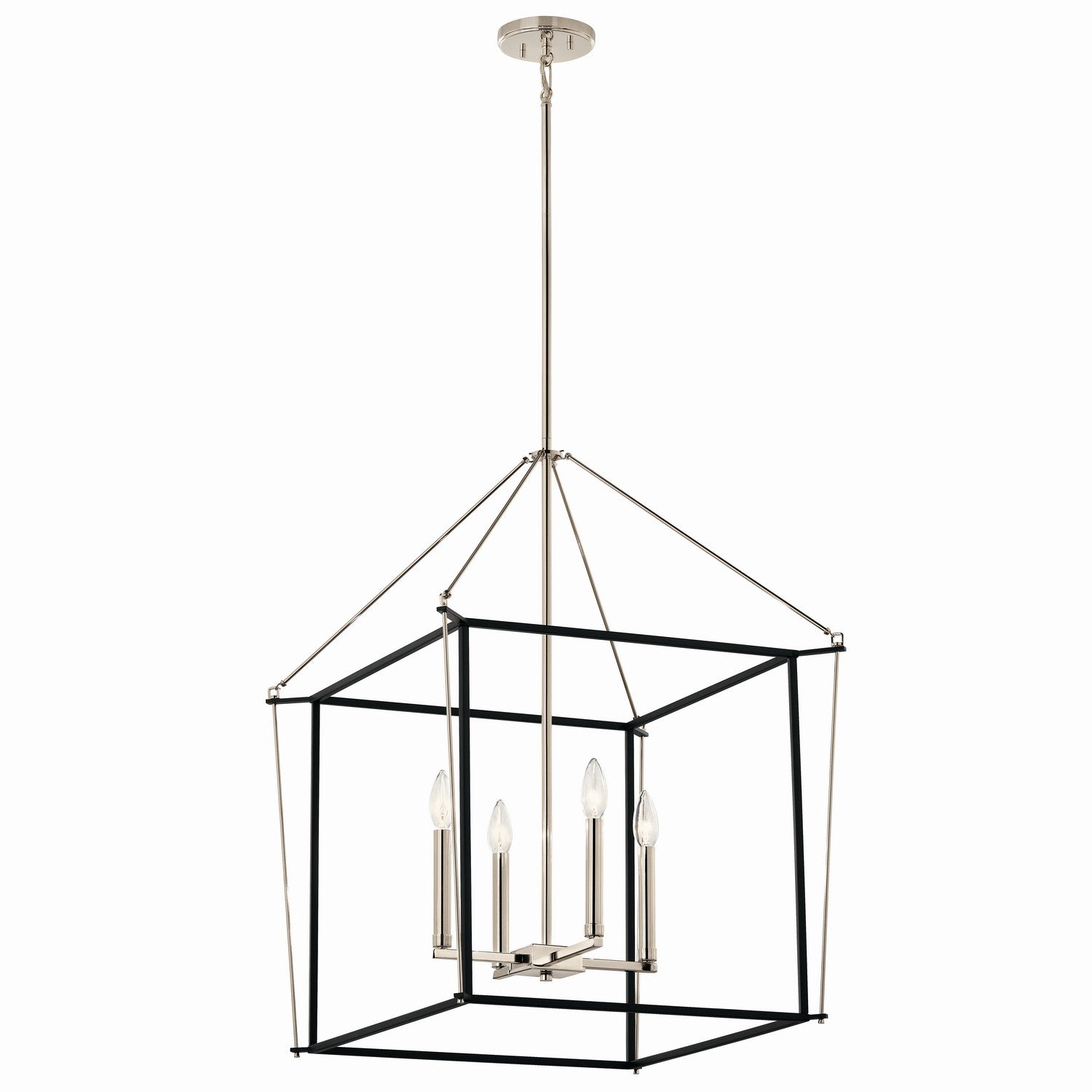 KICHLER 52627PN Eisley 30 Inch 4 Light Foyer Pendant In Polished Nickel And Black