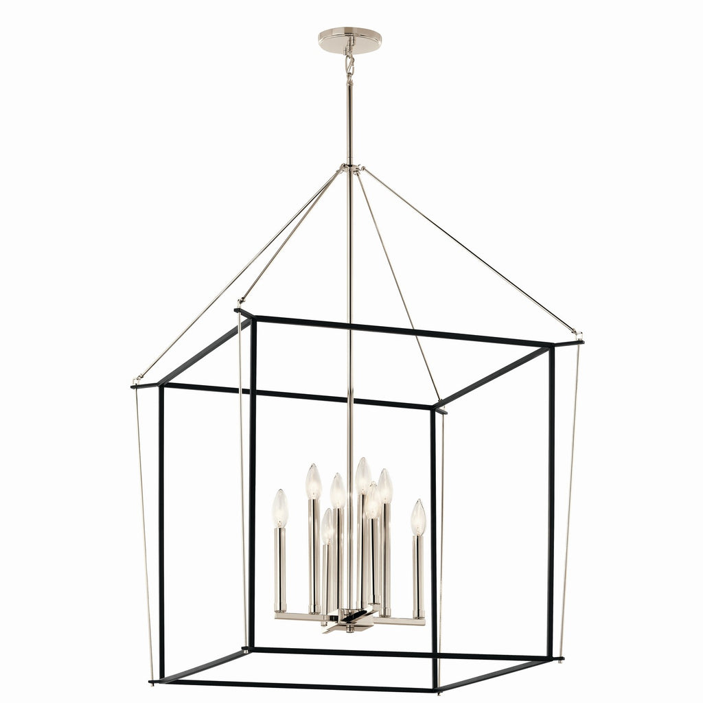 KICHLER 52628PN Eisley 40.25 Inch 8 Light Foyer Pendant In Polished Nickel And Black