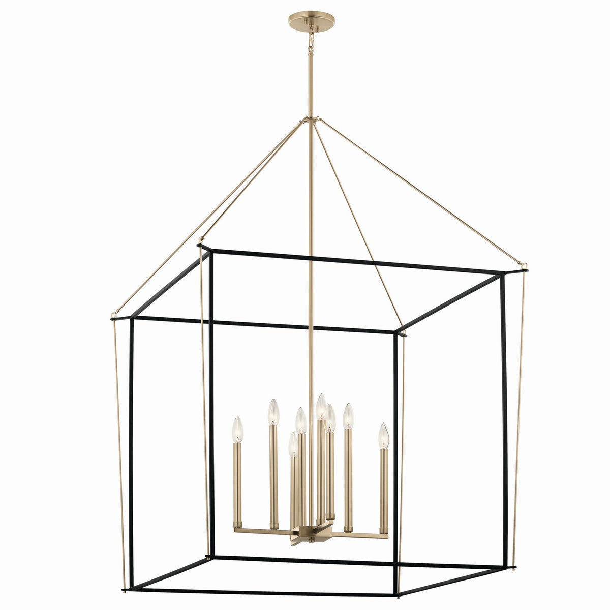 KICHLER 52629CPZ Eisley 50 Inch 8 Light 2 Tier Foyer Pendant In Champagne Bronze And Black