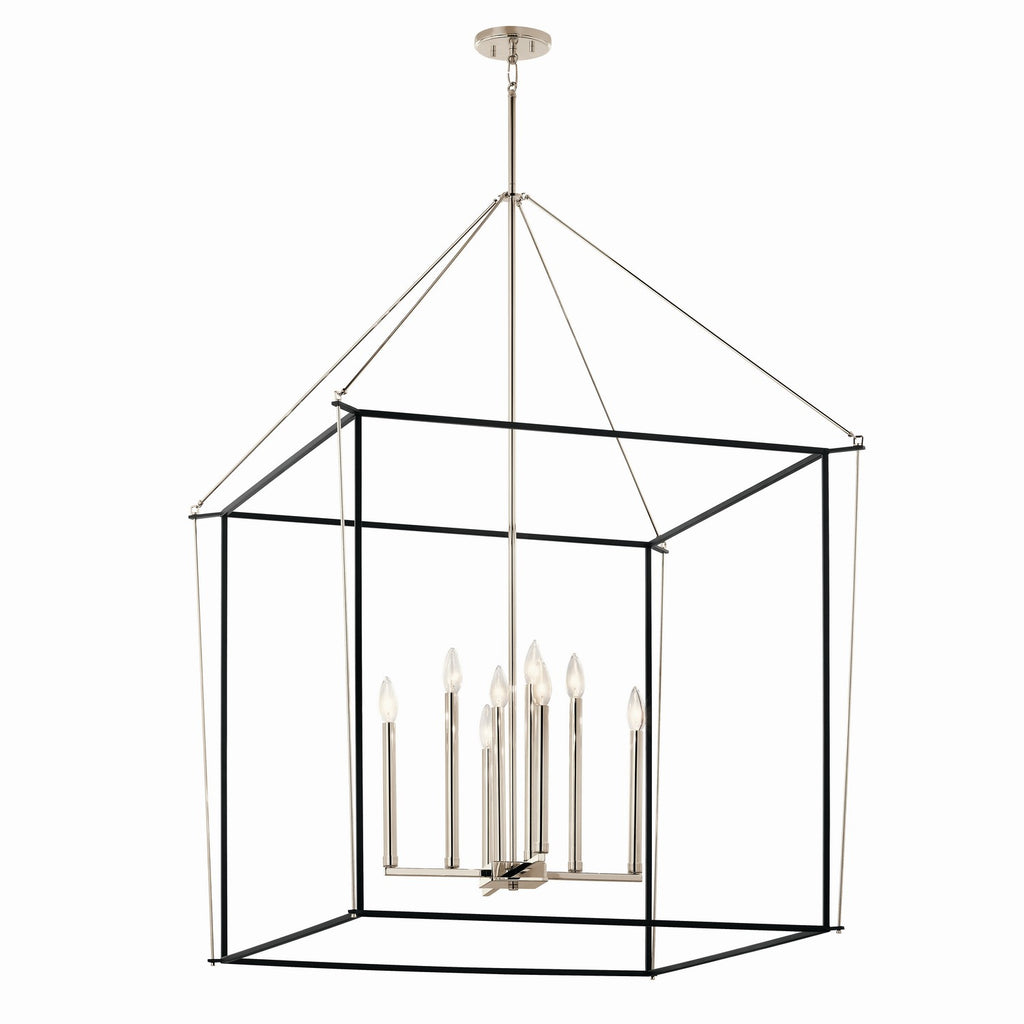KICHLER 52629PN Eisley 50 Inch 8 Light 2 Tier Foyer Pendant In Polished Nickel And Black
