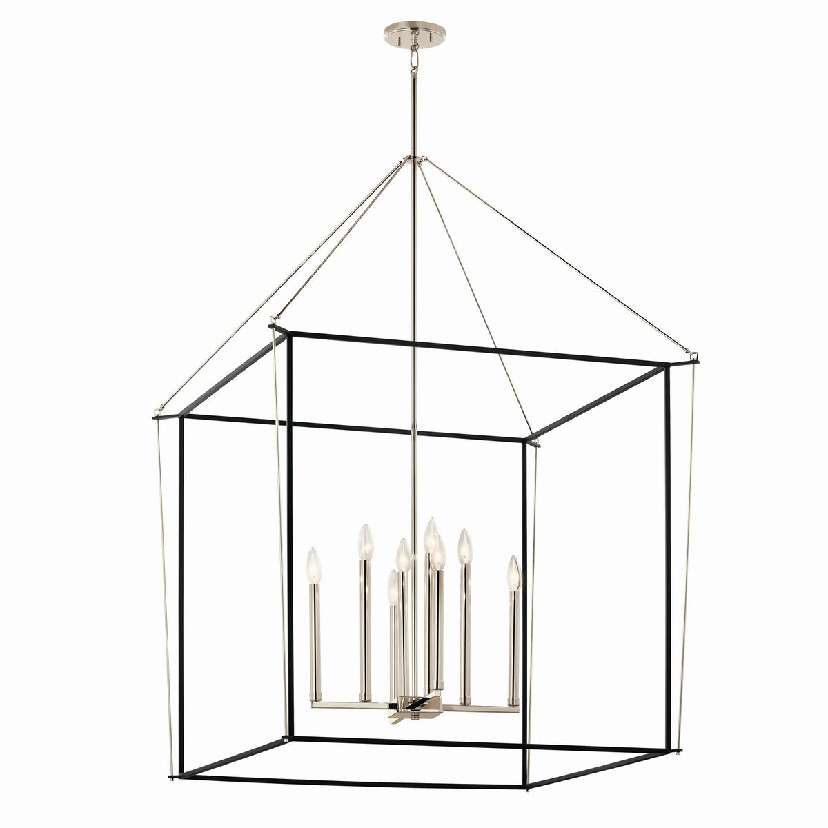 KICHLER 52629PN Eisley 50 Inch 8 Light 2 Tier Foyer Pendant In Polished Nickel And Black
