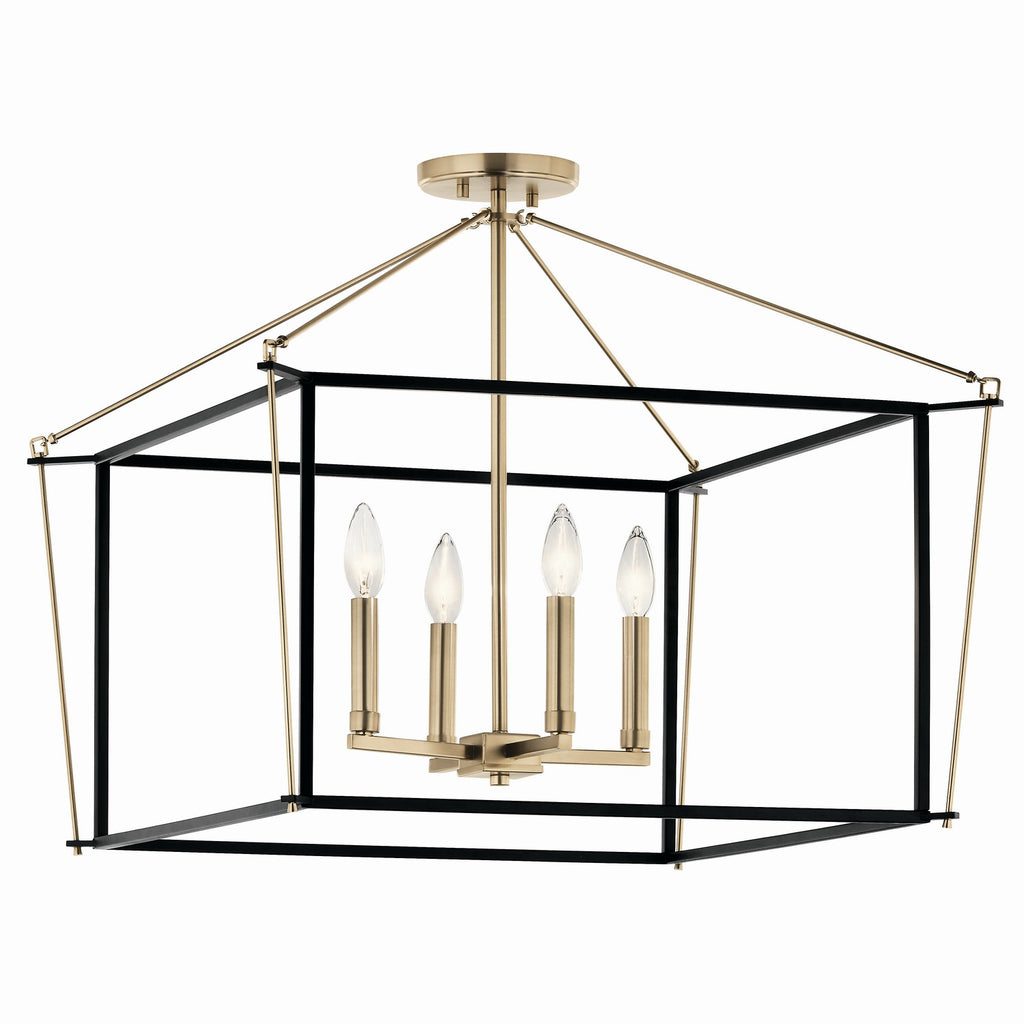 KICHLER 52632CPZ Eisley 20 Inch 4 Light Semi Flush Mount In Champagne Bronze And Black