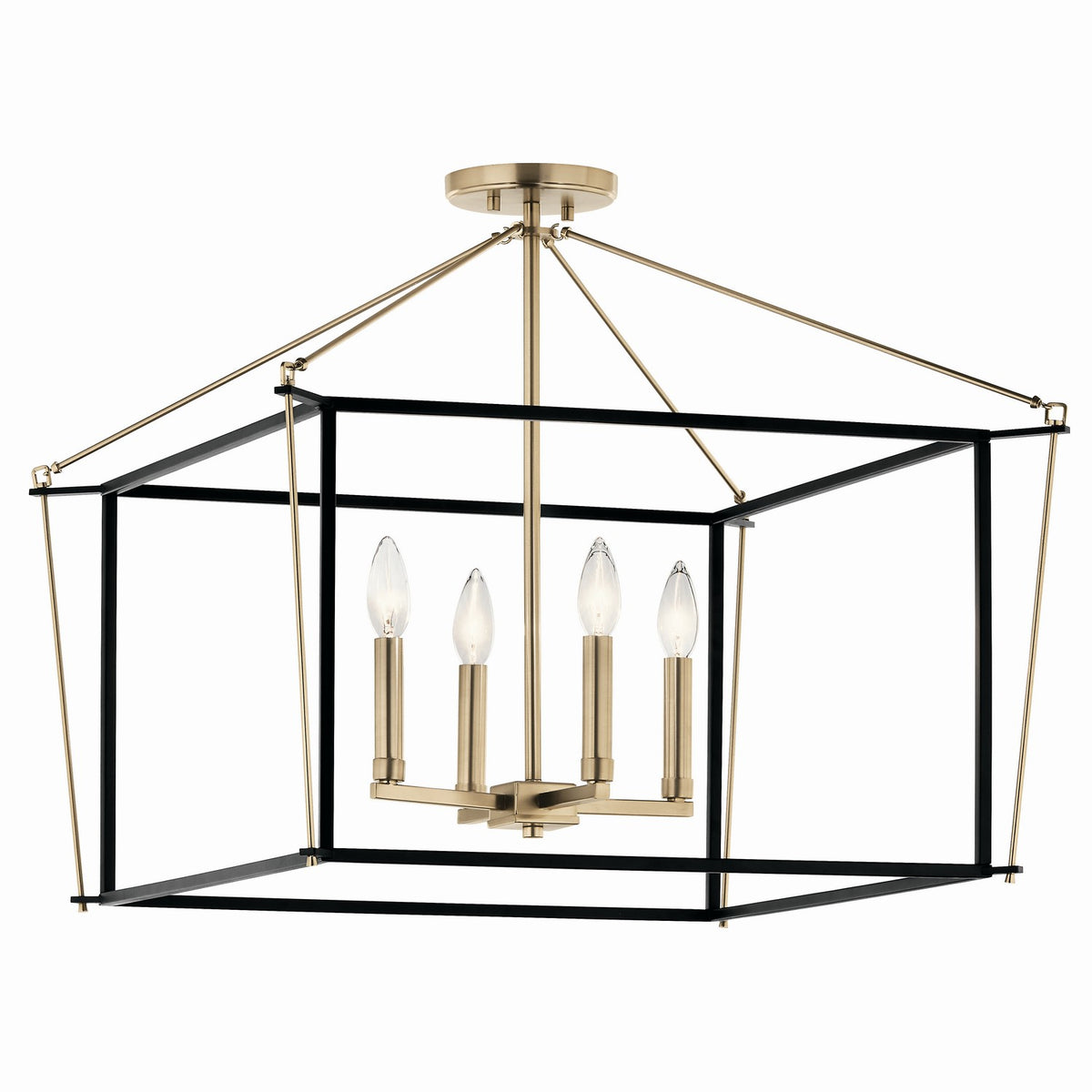 KICHLER 52632CPZ Eisley 20 Inch 4 Light Semi Flush Mount In Champagne Bronze And Black