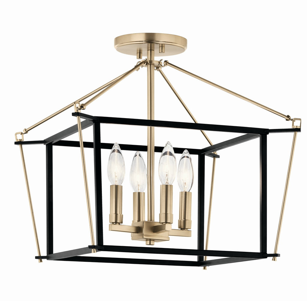 KICHLER 52633CPZ Eisley 14 Inch 4 Light Semi Flush Mount In Champagne Bronze And Black