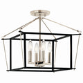 KICHLER 52633PN Eisley 14 Inch 4 Light Semi Flush Mount In Polished Nickel And Black