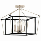 KICHLER 52633PN Eisley 14 Inch 4 Light Semi Flush Mount In Polished Nickel And Black