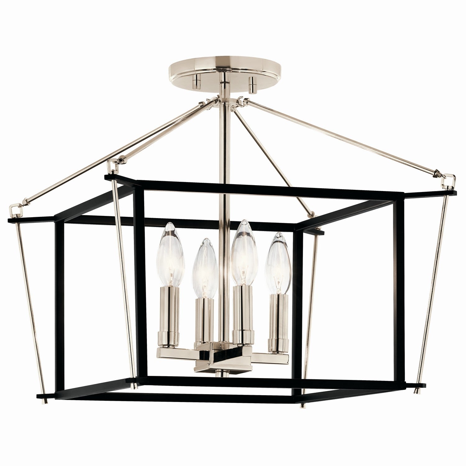 KICHLER 52633PN Eisley 14 Inch 4 Light Semi Flush Mount In Polished Nickel And Black