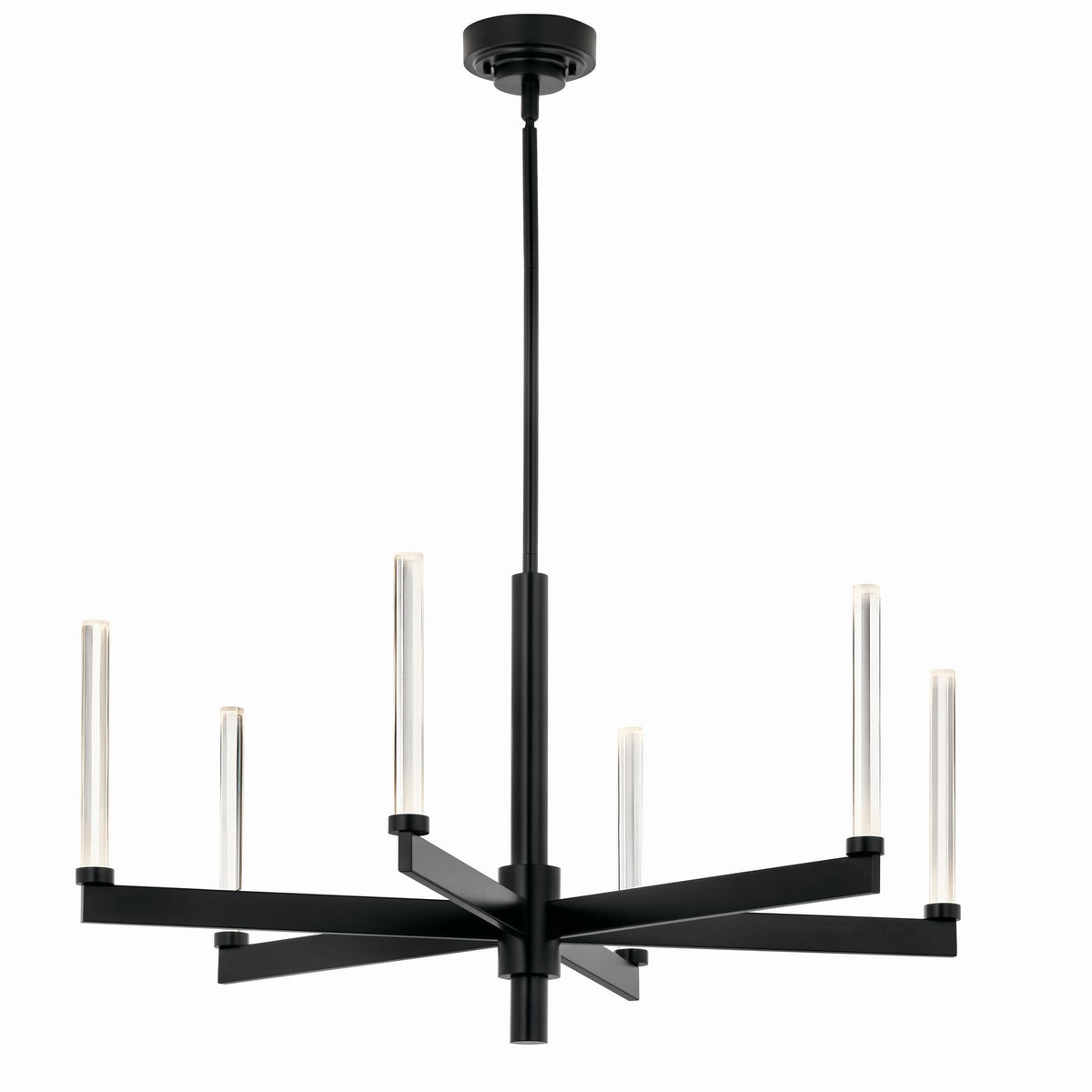 KICHLER 52667BK Sycara 36.25 Inch 6 Light Led Chandelier With Faceted Crystal In Black