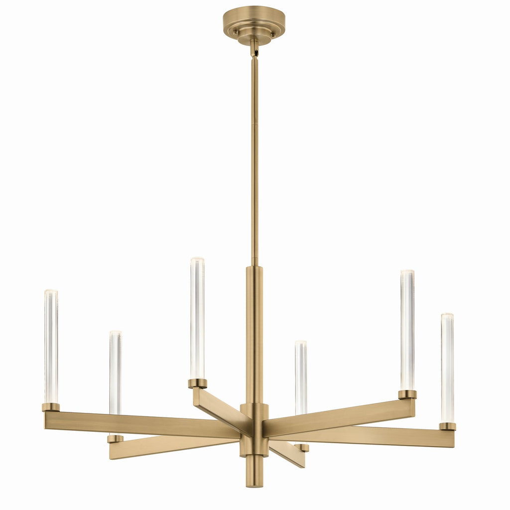 KICHLER 52667CPZ Sycara 36.25 Inch 6 Light Led Chandelier With Faceted Crystal In Champagne Bronze