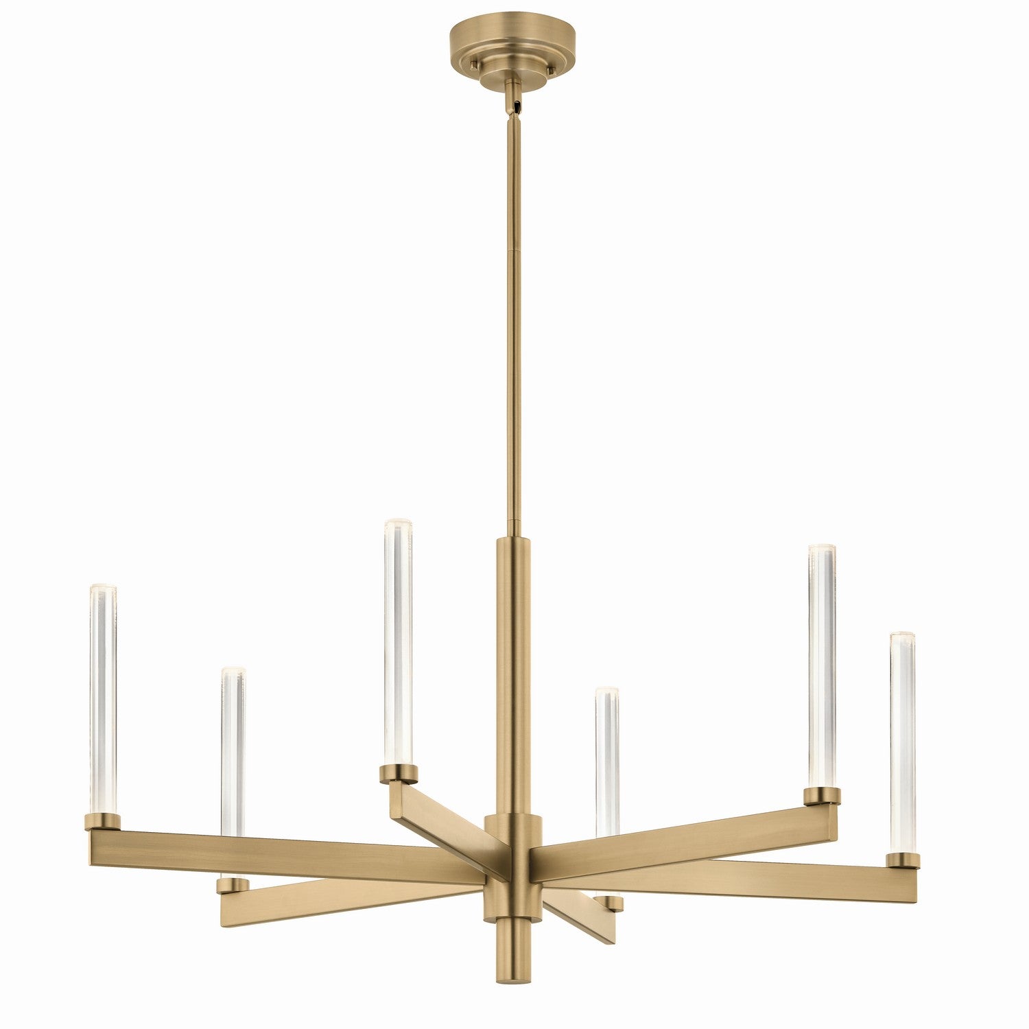 KICHLER 52667CPZ Sycara 36.25 Inch 6 Light Led Chandelier With Faceted Crystal In Champagne Bronze