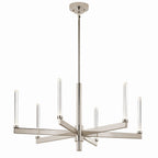 KICHLER 52667PN Sycara 36.25 Inch 6 Light Led Chandelier With Faceted Crystal In Polished Nickel