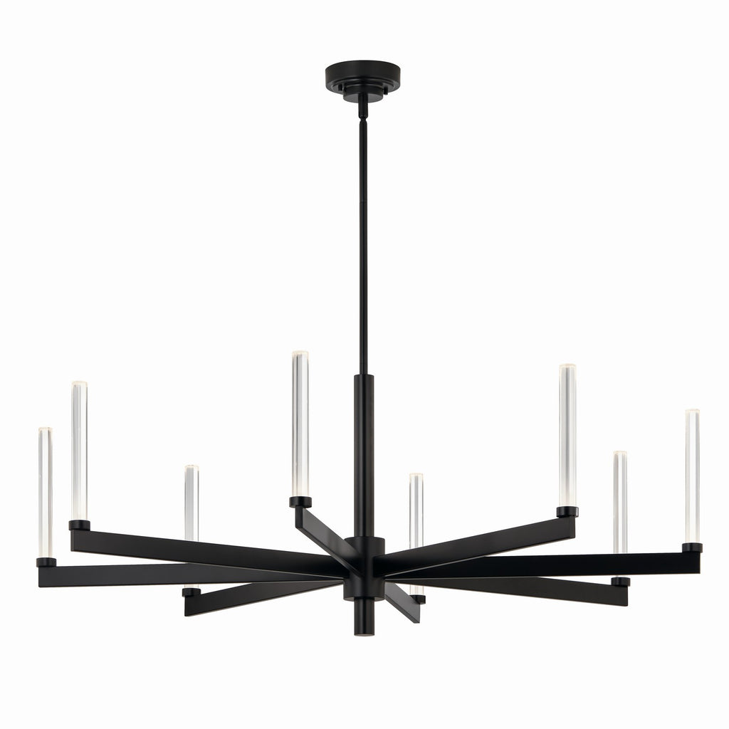 KICHLER 52668BK Sycara 48.5 Inch 8 Light Led Chandelier With Faceted Crystal In Black