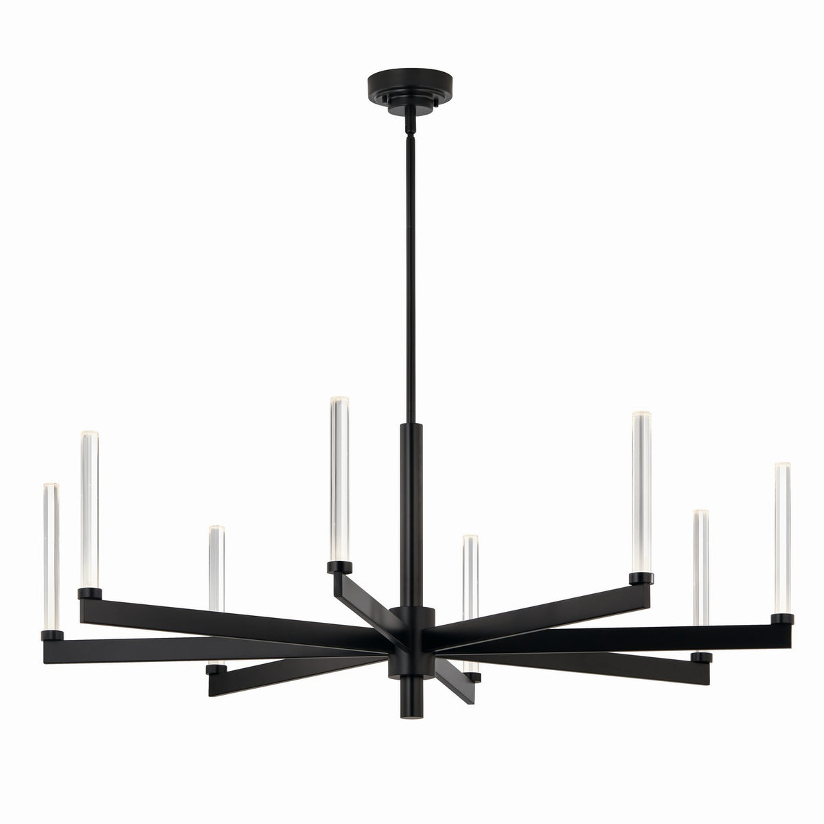 KICHLER 52668BK Sycara 48.5 Inch 8 Light Led Chandelier With Faceted Crystal In Black