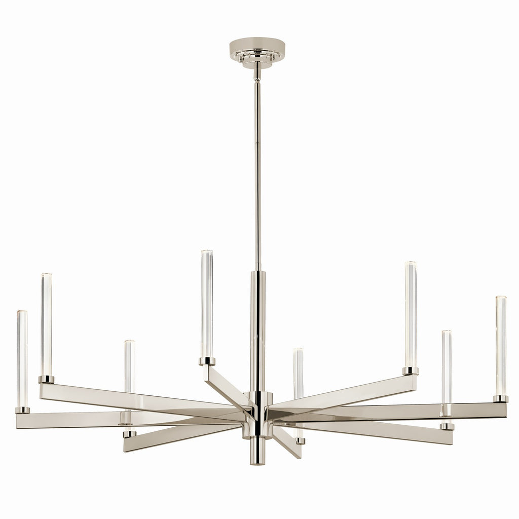 KICHLER 52668PN Sycara 48.5 Inch 8 Light Led Chandelier With Faceted Crystal In Polished Nickel