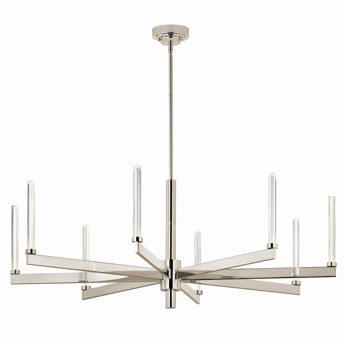 KICHLER 52668PN Sycara 48.5 Inch 8 Light Led Chandelier With Faceted Crystal In Polished Nickel