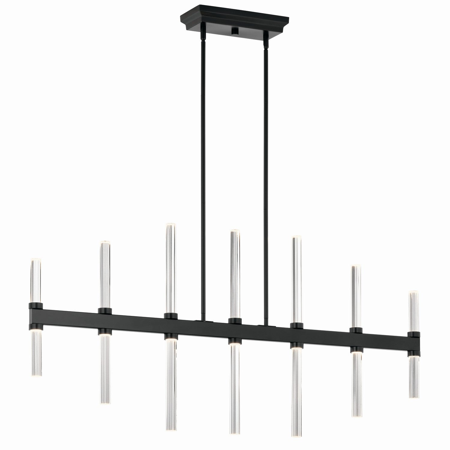 KICHLER 52670BK Sycara 48.25 Inch 14 Light Led Linear Chandelier With Faceted Crystal In Black