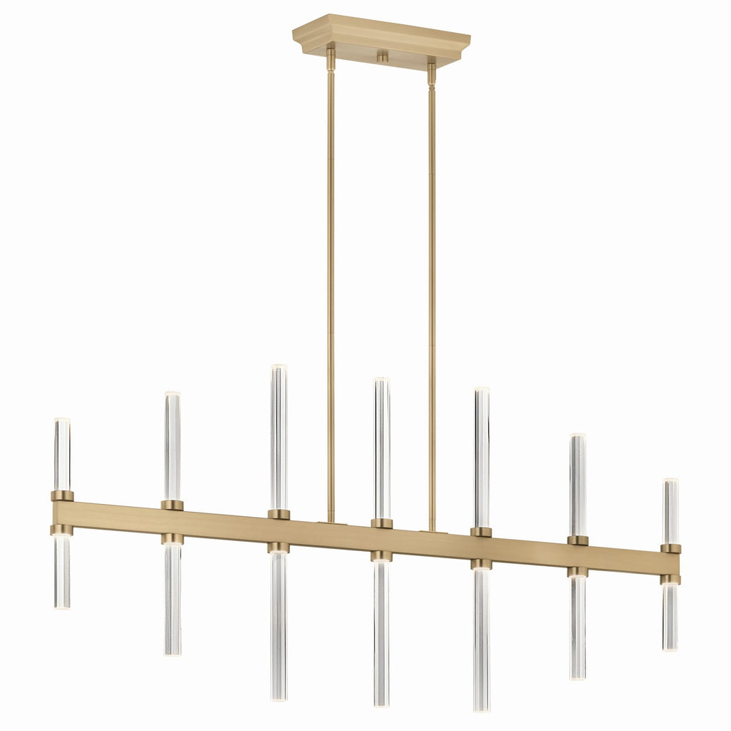 KICHLER 52670CPZ Sycara 48.25 Inch 14 Light Led Linear Chandelier With Faceted Crystal In Champagne Bronze