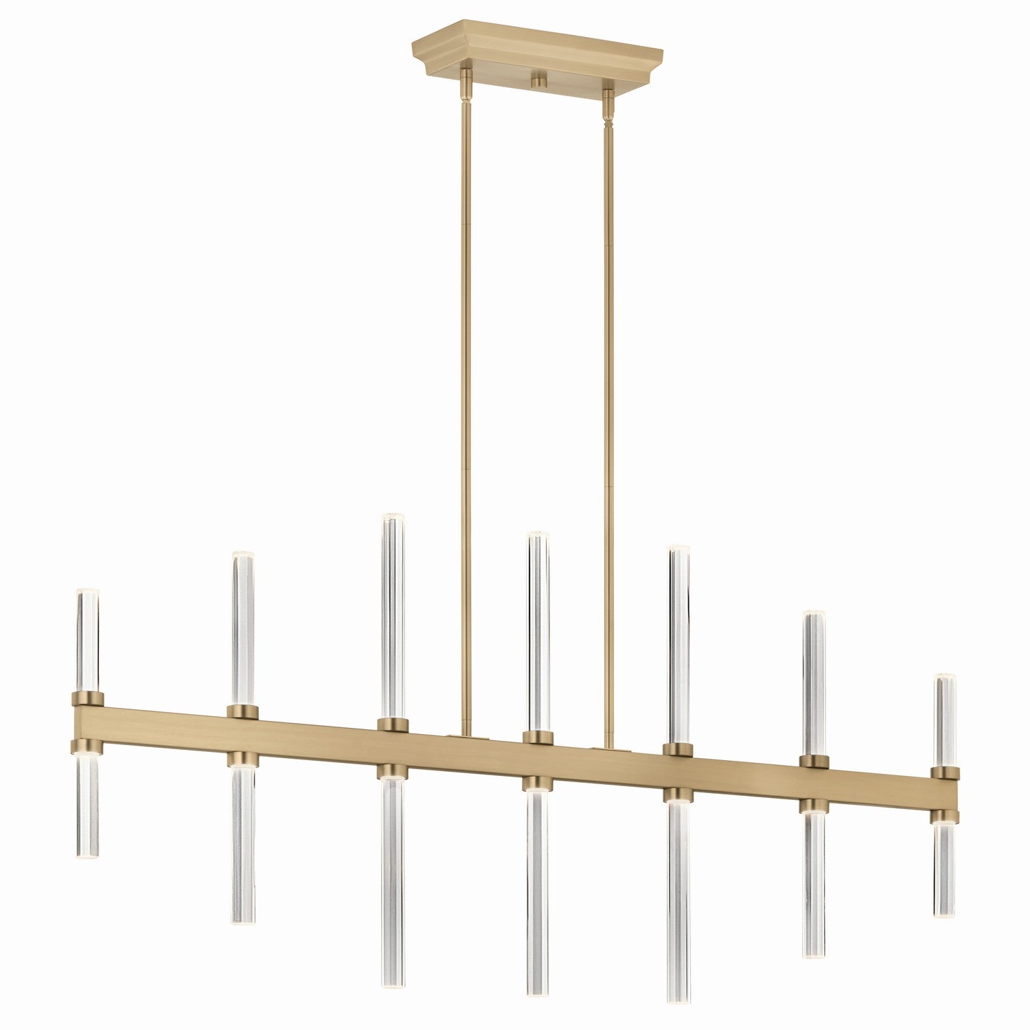 KICHLER 52670CPZ Sycara 48.25 Inch 14 Light Led Linear Chandelier With Faceted Crystal In Champagne Bronze