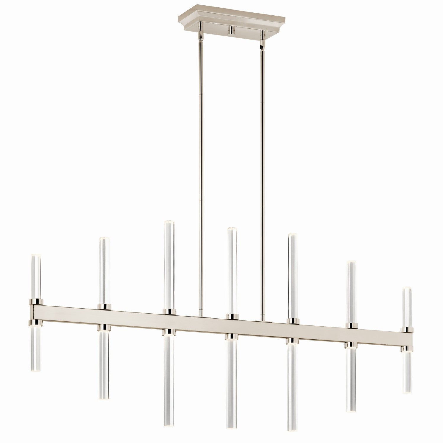 KICHLER 52670PN Sycara 48.25 Inch 14 Light Led Linear Chandelier With Faceted Crystal In Polished Nickel