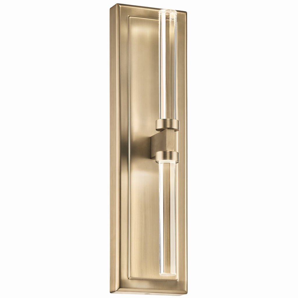 KICHLER 52671CPZ Sycara 19 Inch 2 Light Led Wall Sconce With Faceted Crystal In Champagne Bronze