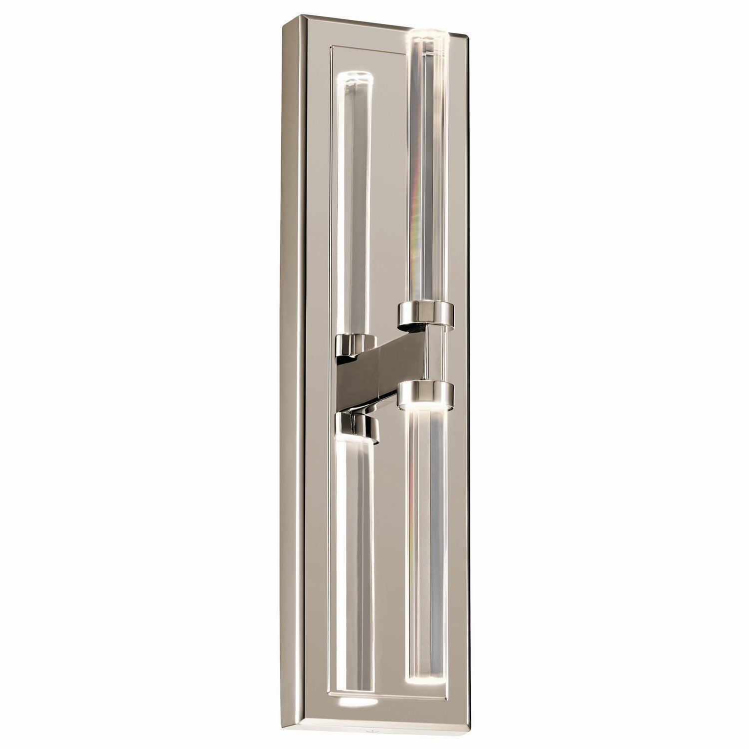 KICHLER 52671PN Sycara 19 Inch 2 Light Led Wall Sconce With Faceted Crystal In Polished Nickel