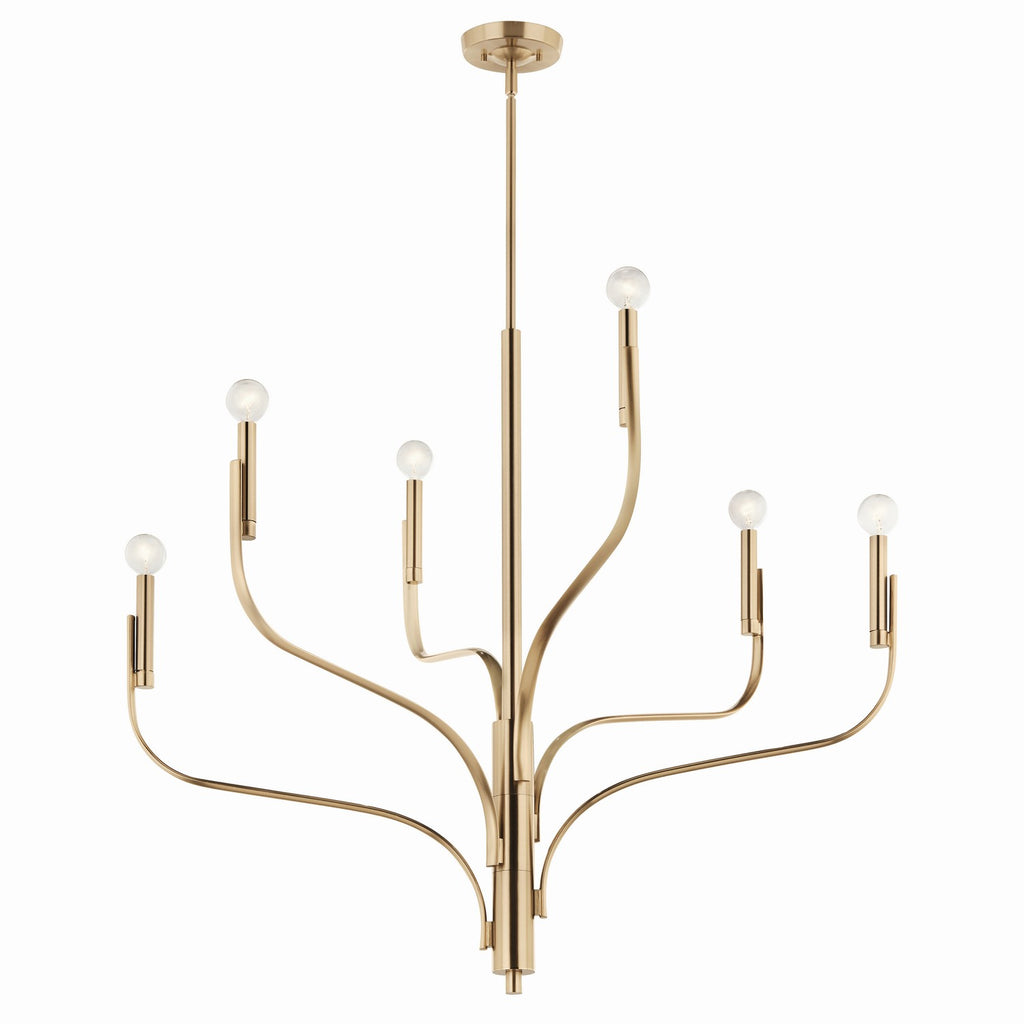 KICHLER 52673CPZ Livadia 36.25 Inch 6 Light Chandelier In Champagne Bronze