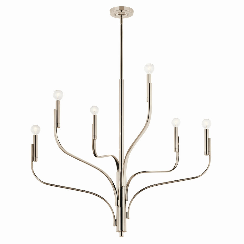 KICHLER 52673PN Livadia 36.25 Inch 6 Light Chandelier In Polished Nickel
