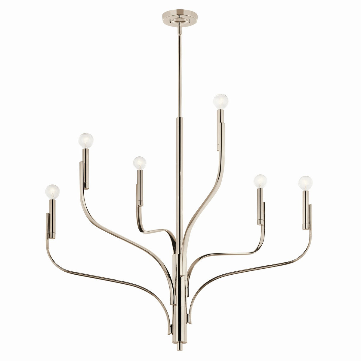 KICHLER 52673PN Livadia 36.25 Inch 6 Light Chandelier In Polished Nickel