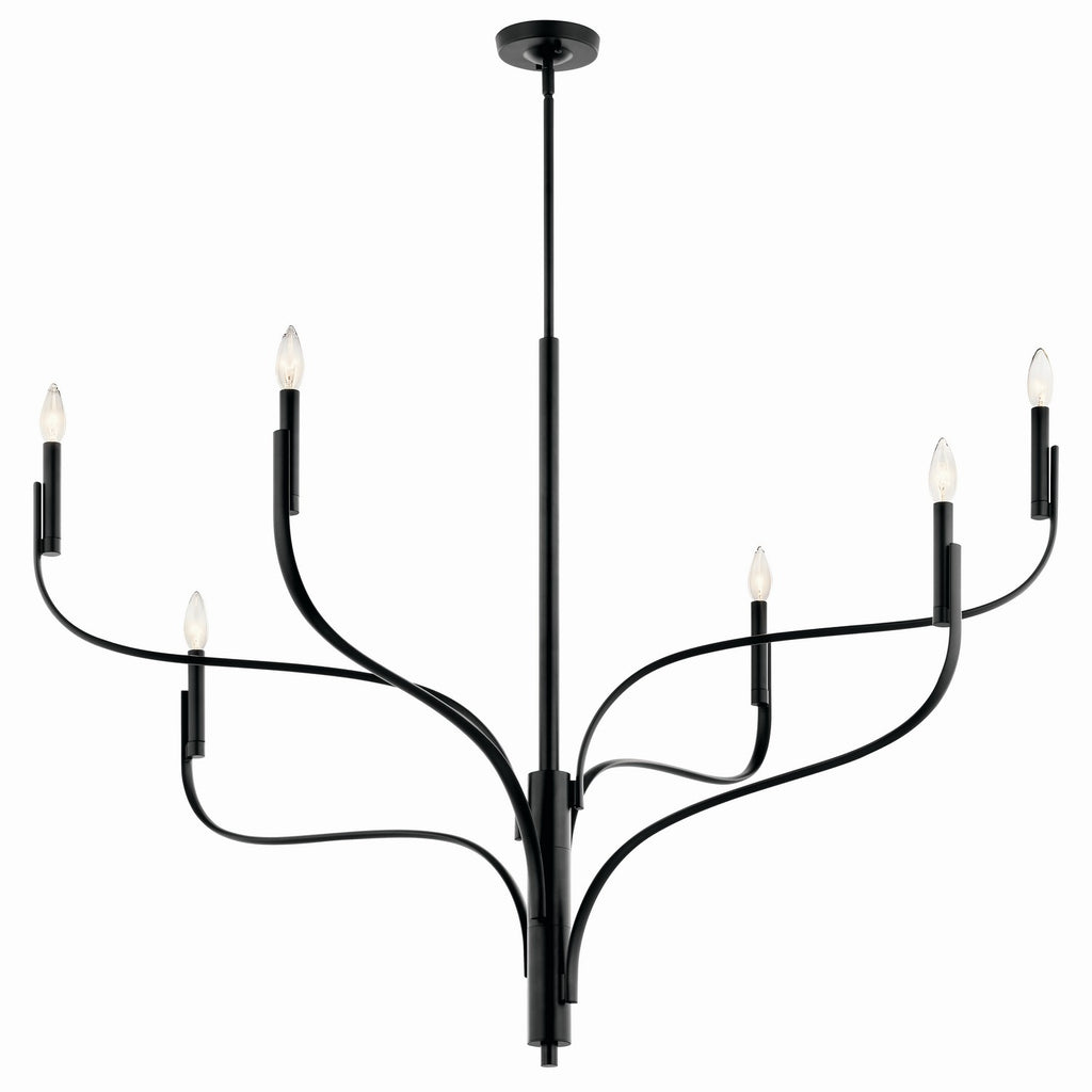 KICHLER 52674BK Livadia 47.25 Inch 6 Light Chandelier In Black