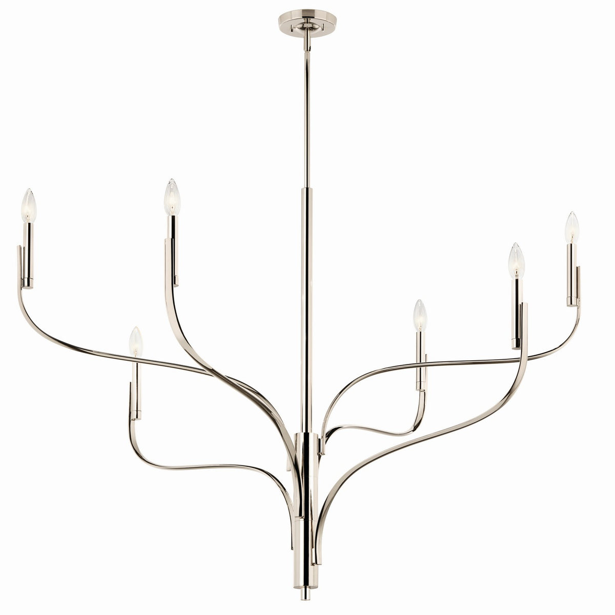 KICHLER 52674PN Livadia 47.25 Inch 6 Light Chandelier In Polished Nickel