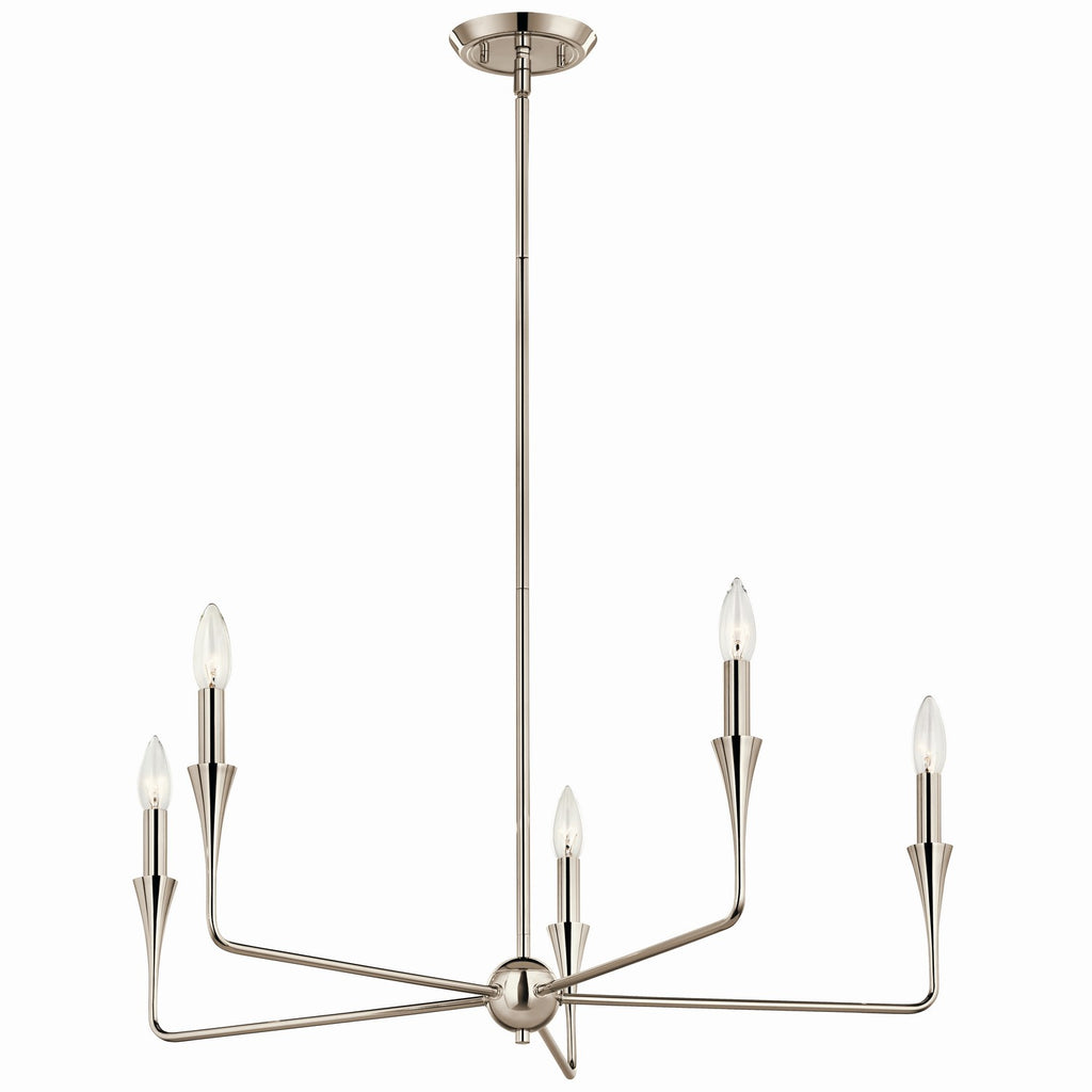 KICHLER 52689PN Alvaro 30 Inch 5 Light Chandelier In Polished Nickel