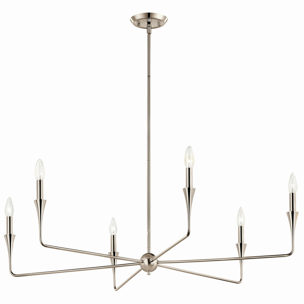 KICHLER 52690PN Alvaro 40 Inch 6 Light Chandelier In Polished Nickel