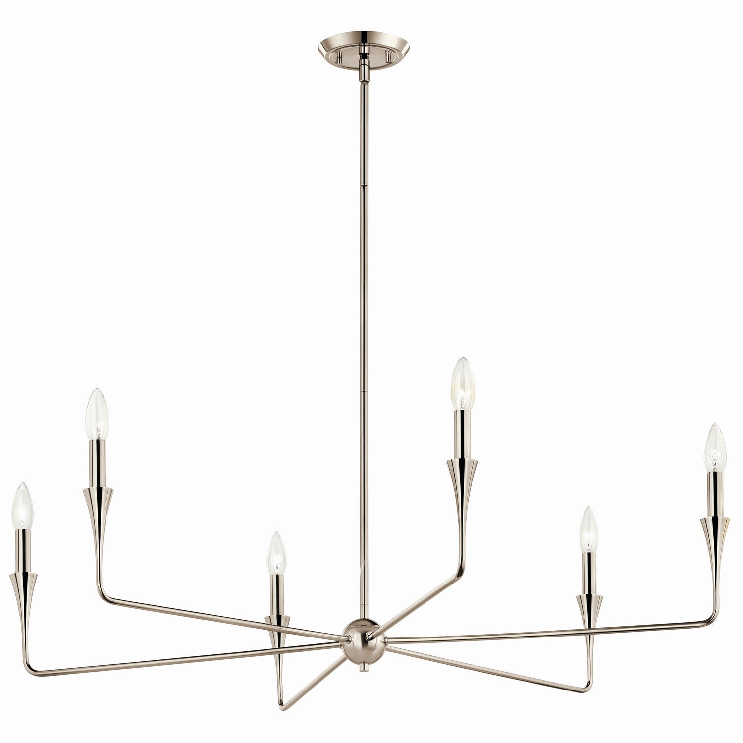 KICHLER 52690PN Alvaro 40 Inch 6 Light Chandelier In Polished Nickel