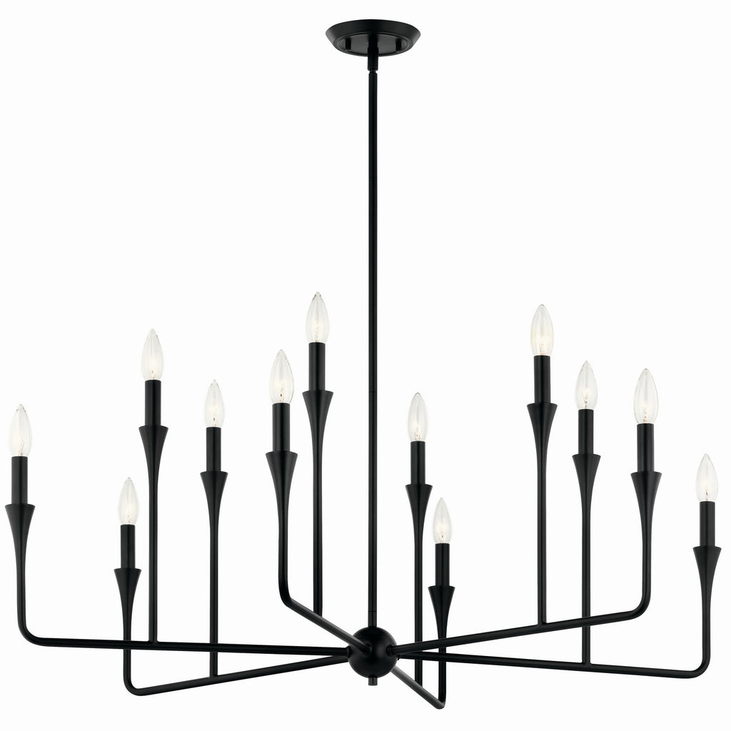 KICHLER 52692BK Alvaro 39.75 Inch 12 Light Multi-Tier Chandelier In Black