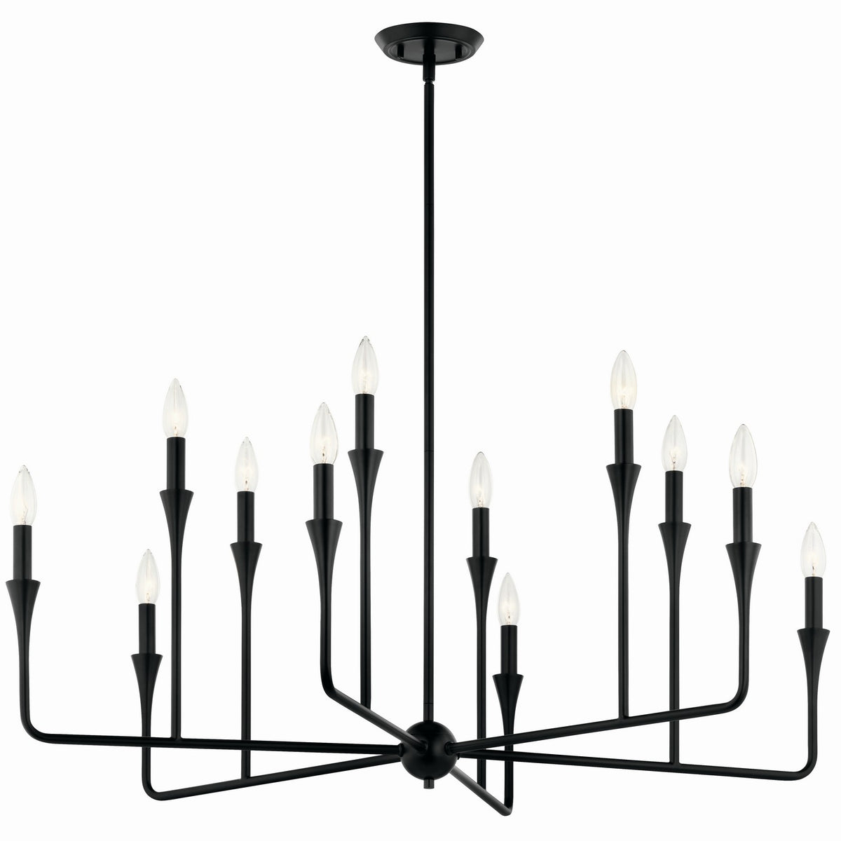 KICHLER 52692BK Alvaro 39.75 Inch 12 Light Multi-Tier Chandelier In Black