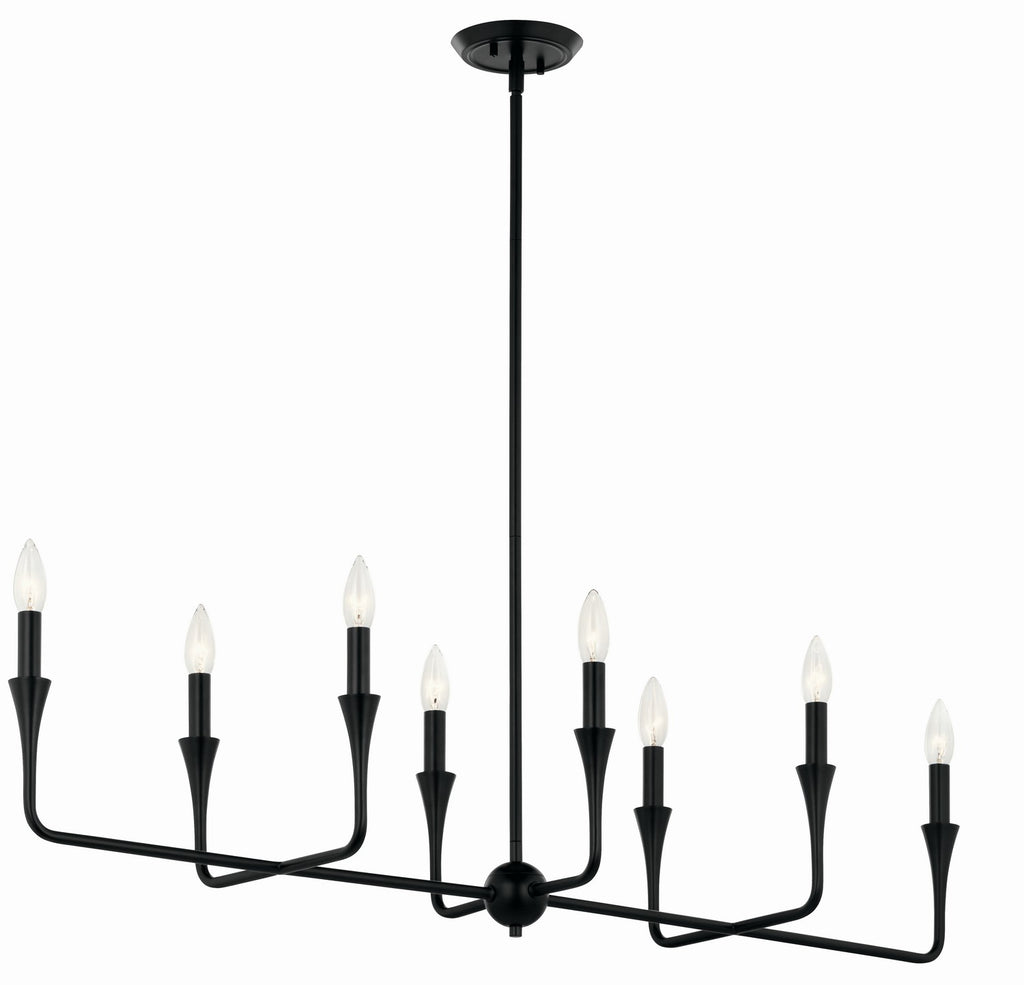 KICHLER 52693BK Alvaro 45.5 Inch 8 Light Linear Chandelier In Black